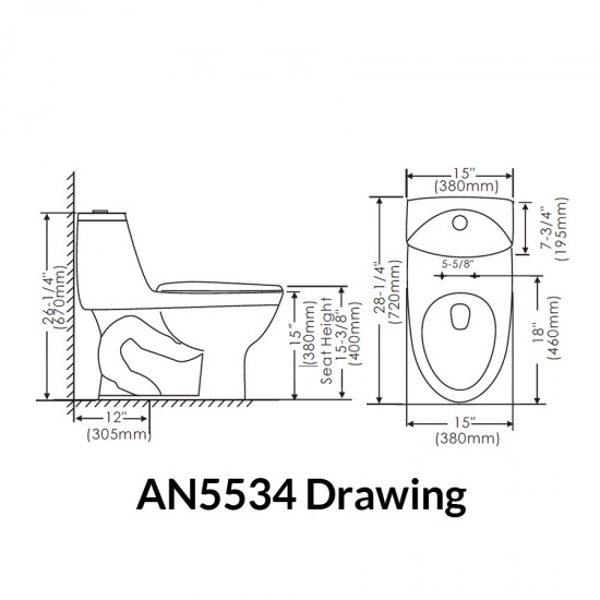 Elongated One Piece Toilet  AN5534