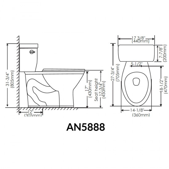 Siphonic Two Piece Toilet  AN5888