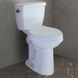 WinZo WZ5888 Elongated Two Piece Toilet with Extra Tall Bowl 21.25” Comfortable 1.28 GPF Side Flush White